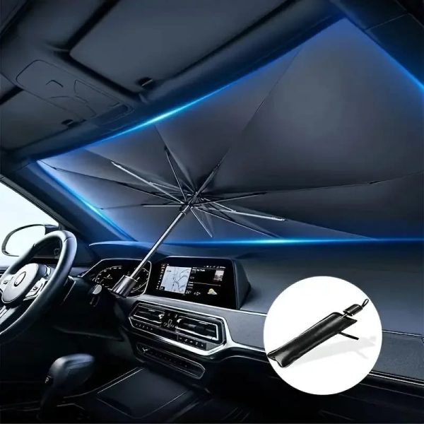 Car Umbrella Sunshade Car Windshield Sun Shade Umbrella, Sun Visor Protector, Foldable Front Window Sunshade Umbrella, Heat Insulation Protection ( With Box )