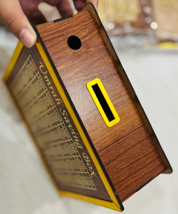 Umrah Saving Box – Box For Umrah Saving | Umrah Saving Box – Best Quality Umrah Saving Box – Umrah Saving Box Dark Brown, Wooden Money Box For Umrah – 210,000